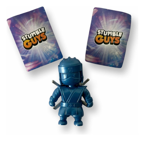 Figura 10cm Ninja Azul Stumble Guys + 2 Tarjetas Al Azar