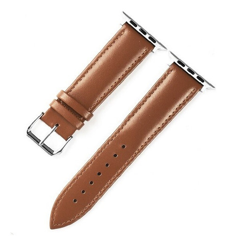 Correa De Piel Hebilla Plateada Apple Watch