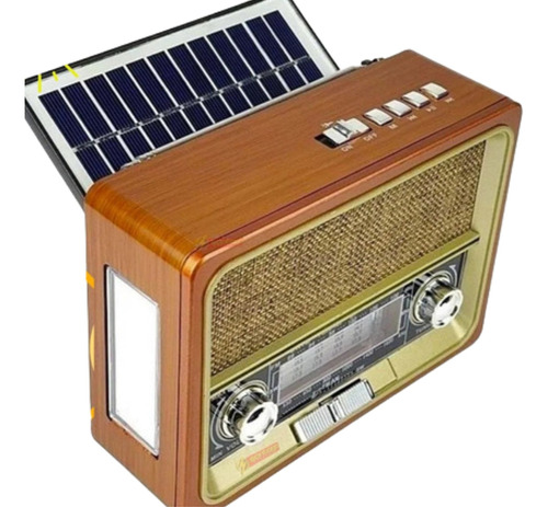 Rádio Recarregável Retro Placa Solar Lanterna Bluetooth Usb