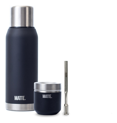 Set Termo Matte Black 1l + Mate Ds Pro + Bombilla 