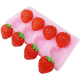 Molde Silicona 8 Frutillas 2,5cm Fondant Porcelana Vela