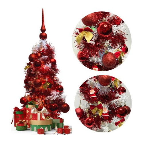 Árbol Navidad Pino 120cm + 62 Pzs Completo Adorno Decoracion