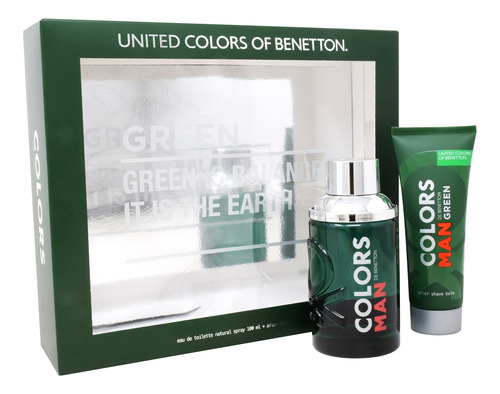 Set Benetton Colors Green Man 2 Pzas Edt Original