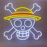 Letrero Led Neón One Piece Calavera Pirata Luffy Luminoso