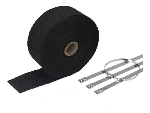 Termotape Preta Manta Térmica Fita Escapamento Moto 5m 4 Zip