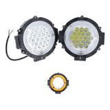 Par Faros 19 Led Auxiliar Redondo Arillo Con Estrobo Ambar