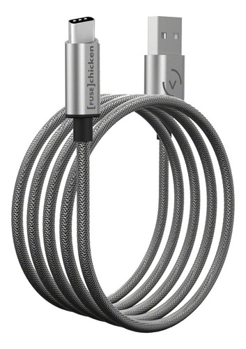 Cable Usb C Carga Rápida Mallado De 1 Metro Para iPhone 15 Color Gris Oscuro