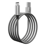 Cable Usb C Carga Rápida Mallado De 1 Metro Para iPhone 15 Color Gris Oscuro