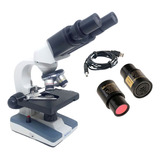 Microscópio Binocular 1600x + Câmera Usb 2mp Exibe Em Telas