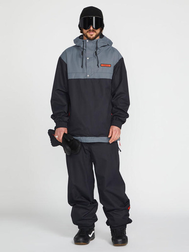 Parka Snow Longo Pullover Negro Hombre Volcom