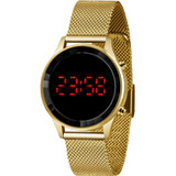 Relógio Feminino Lince Ldg4647l Digital Dourado Redondo