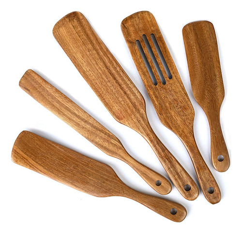 5 Cucharas De Madera Para Cocinar Hechas Con Madera De Teca