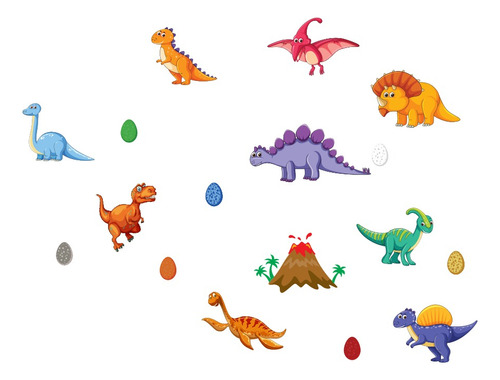 Vinilos Decorativos Infantiles Dinosaurios - Kit 17 Figuras