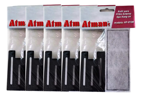 Refil Com 5 Unidades Filtro Externo Atman Hf 0100 0-100 100