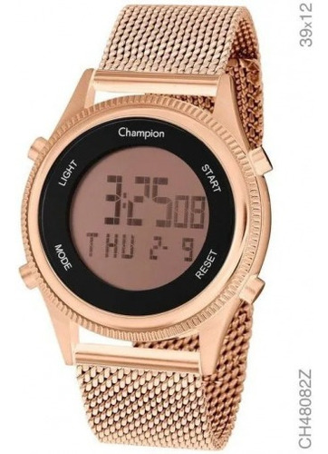 Relógio Champion Feminino Digital Dourado Ouro Rosê Quadrado