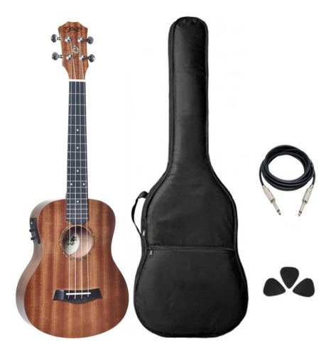 Kit Ukulele Seizi Bali Tenor Elétrico Sapele Completo