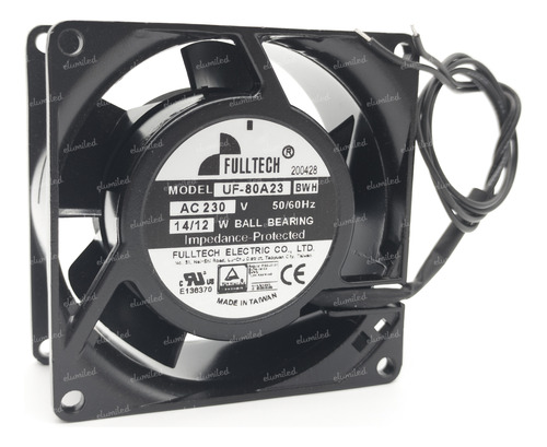 Uf80a23bwh Fan 80x80x38.5 3&quot; 220v Metal/ruleman