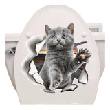 Calcomanía 3d Para Baño Con Forma De Gato, Preciosa Calcoman