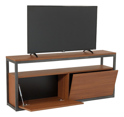 Rack Para Tv Em Aço E Mdf Linha Home Industrial