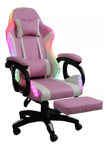 Silla Gaming Con Reposapies Y Luces Rgb Led Gamer
