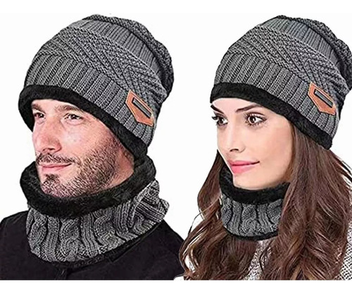 Gorro Bufanda Conjunto Para Frio Invierno Unisex Tejido Lana