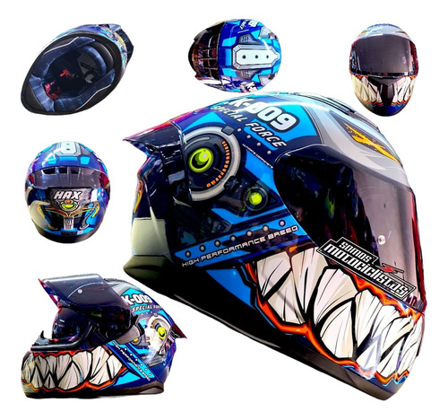 Casco Moto Hax Obsidian K09 Azul Dot/ece R22.05 + Pinlock 30