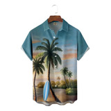 Camisa Hawaiana Unisex De Palm Trees Beach, Camisa De Playa