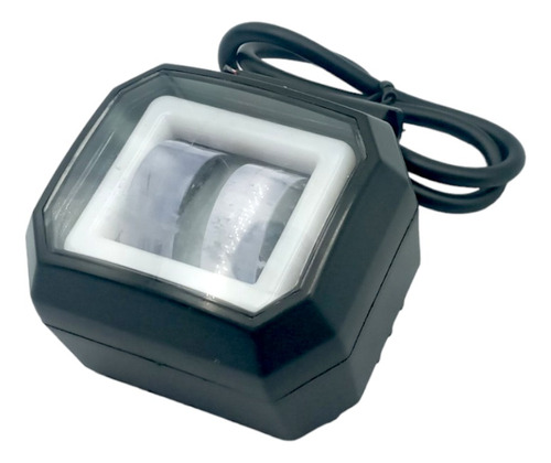 Faro Auxiliar Led C/lupa Cuadrado Led Rojo, Luz Blanca Fija