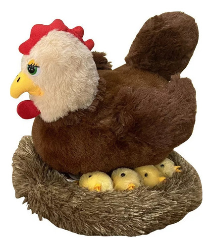 Una Cría De Pollitos, Gallina Peluche Con Muñeco De Pollitos