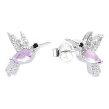 Aros Pasantes Colibri Plata 925 Y Piedras Cubics