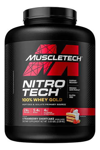 Nitro Tech 100% Whey Gold Muscletech Proteína 5 Lb Strawberry Shortcake