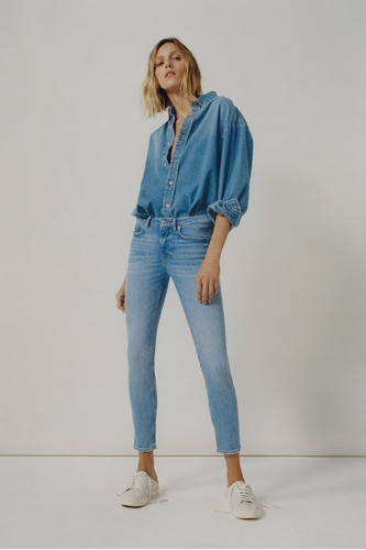 Pantalón Jean Skinny De Zara Mujer Azul Adultos Talla 10 (m)