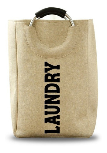 Cesto Bolsa Con Asas Canasto Laundry Ropa Tela Plegable Beige