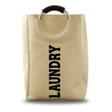 Cesto Bolsa Con Asas Canasto Laundry Ropa Tela Plegable Beige