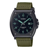 Reloj Casio Analógico Mtp-e715c-3av Hombre Ts Color De La Correa Verde Olivo Color Del Fondo Negro