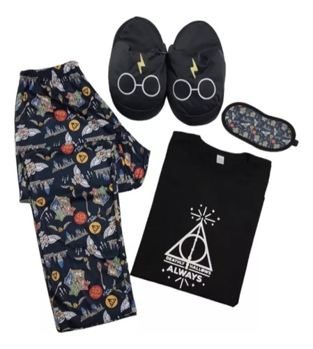Combo Harry Potter Pijama Con Pantuflas Y Antifaz Unomásuno
