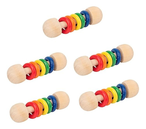 Vaguelly 5pcs Wooden Rattle Baby Hand Holding - Original