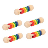 Vaguelly 5pcs Wooden Rattle Baby Hand Holding - Original