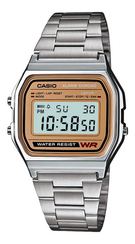 Reloj Casio Retro Vintage A158 Plata Con Dorado Original