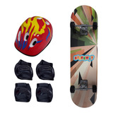 Skate + Joelheira + Cotoveleira + Capacete Infantil Formas