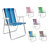 Cadeira Praia Aluminio Mor + Guarda Sol Praia Piscina Verão