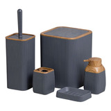 Kit Banheiro 5pcs Quadrado Oky Mood Lavabo Cinza Nobre