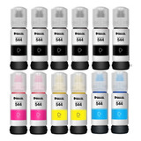 12 Refil Tinta Para Uso Epson T544 L3150 L3110 Cmyk