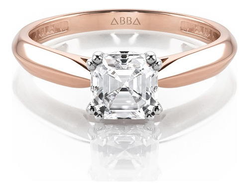 Anillo De Compromiso Moissanita Oro 10k Asscher Abba Joyas