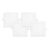 Pack X 4 Panel Plafón Led Spot Embutir 12w Cuadrado Blanco