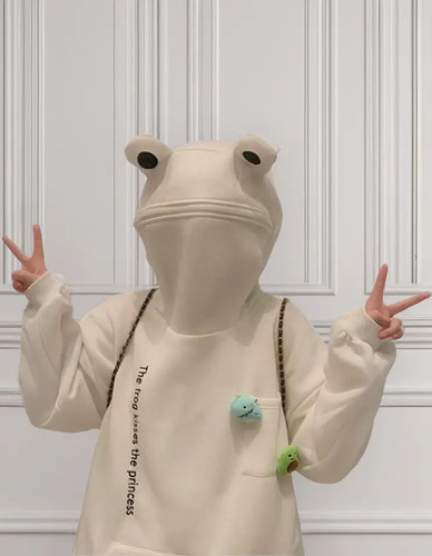 Sudadera Con Capucha De Rana Linda Y Suelta