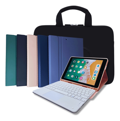 Kit Smart Case Capa iPad 10,2 C/ Teclado + Luva Bolsa