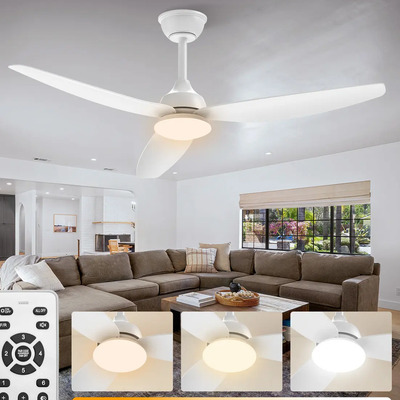 Ventilador De Techo Moderno De 52 Pulgadas, Ventilador De Techo Con Luz Led De 21w Y Control Remoto, Ventilador Silencioso De 3 Aspas Para Uso Interior\u002Fexterior Con 3 Cct Y 6 Velocidades | Meses sin interés