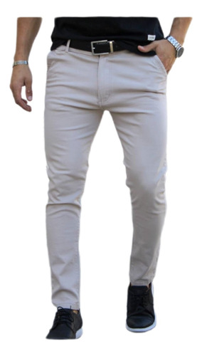 Pantalon Corte Chino Gabardina Elastizada Hombre Chupin