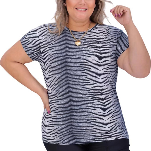 Camisa Blusinha Feminina Plus Size Kit5 Malha Frio Atacado